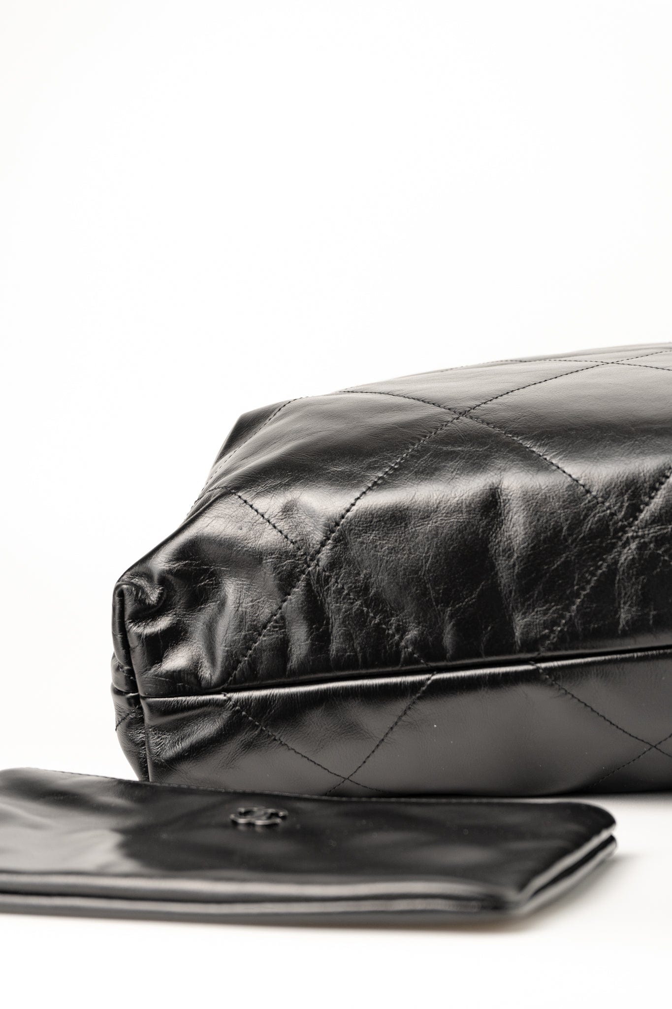 So Black Calfskin Quilted Drawstring 22 Bag medium Black Hardware