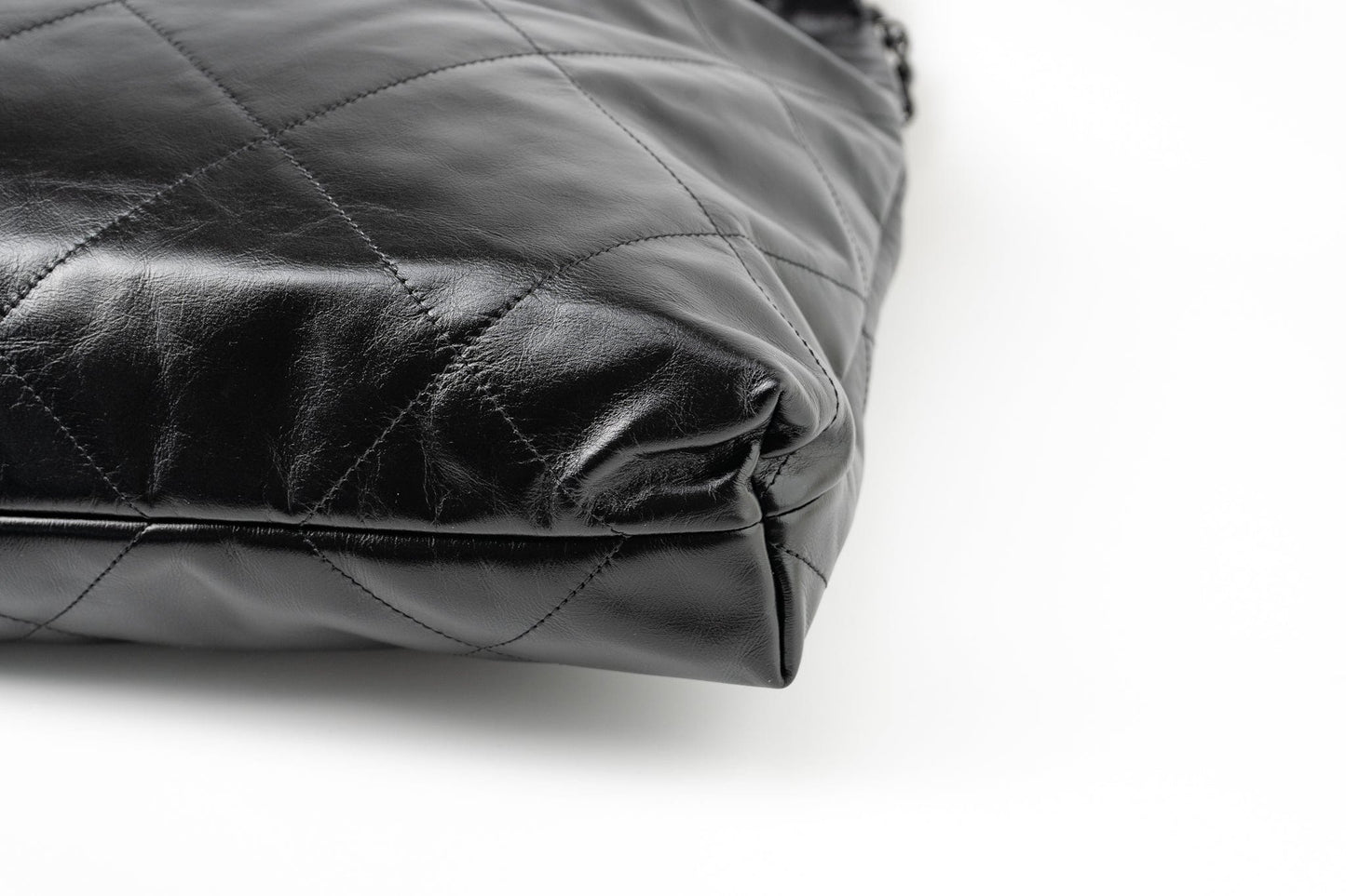 So Black Calfskin Quilted Drawstring 22 Bag medium Black Hardware