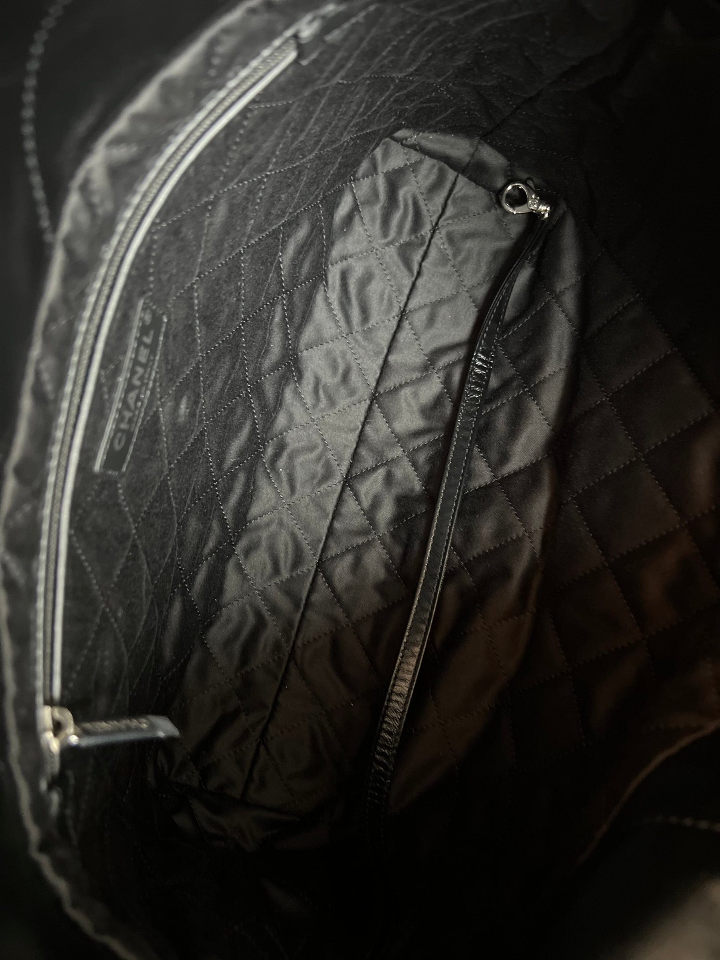 So Black Calfskin Quilted Drawstring 22 Bag small Black Hardware