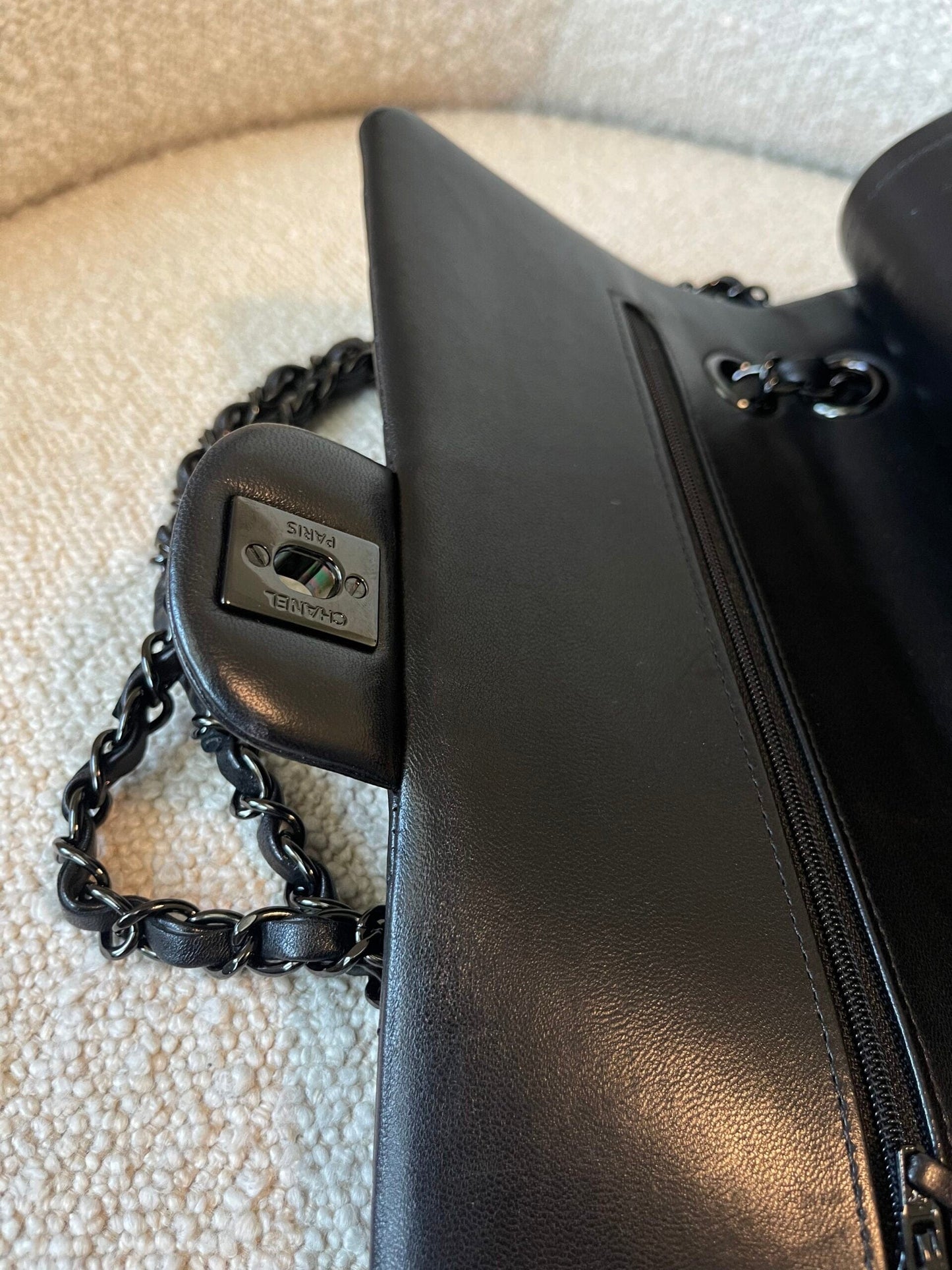 So Black Lambskin Chevron Medium Classic Flap