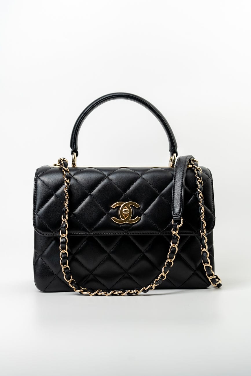 Trendy CC Black Lambskin Black Lambskin Quilted Small Light Gold Hardware