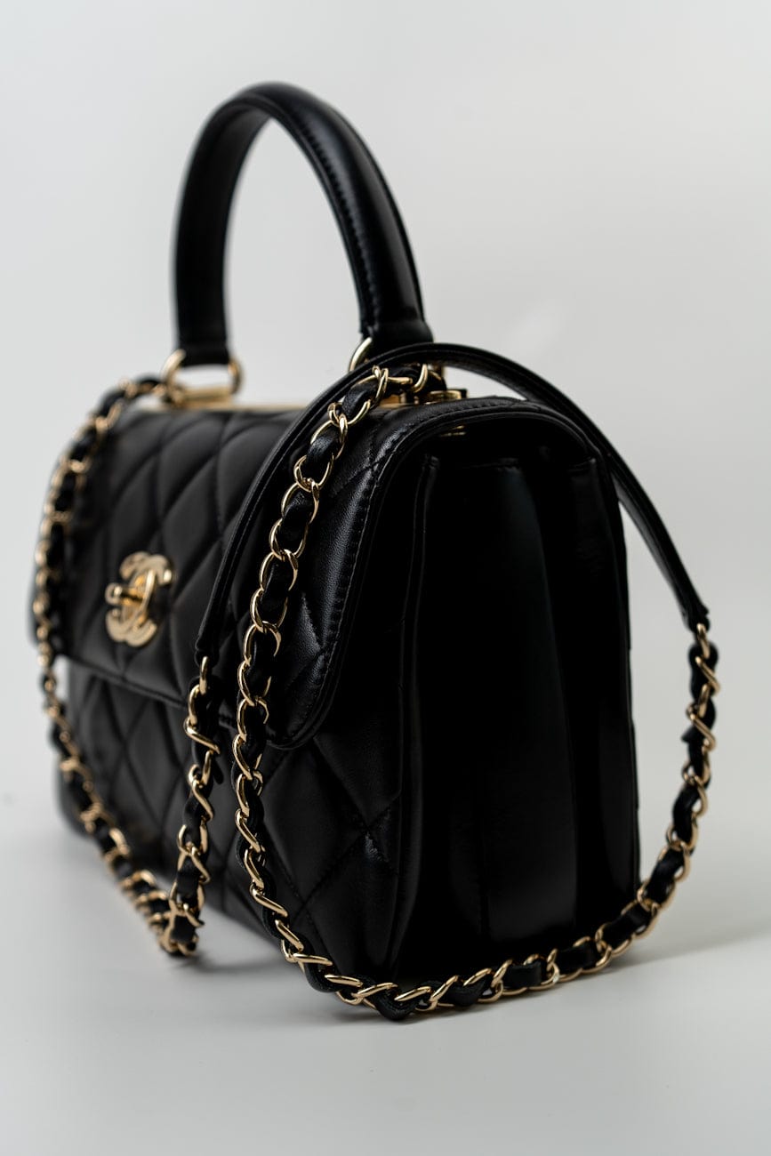 Trendy CC Black Lambskin Black Lambskin Quilted Small Light Gold Hardware