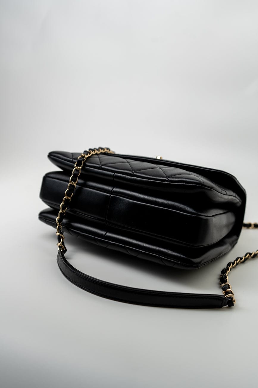 Trendy CC Black Lambskin Black Lambskin Quilted Small Light Gold Hardware