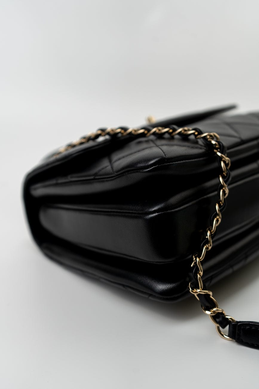 Trendy CC Black Lambskin Black Lambskin Quilted Small Light Gold Hardware