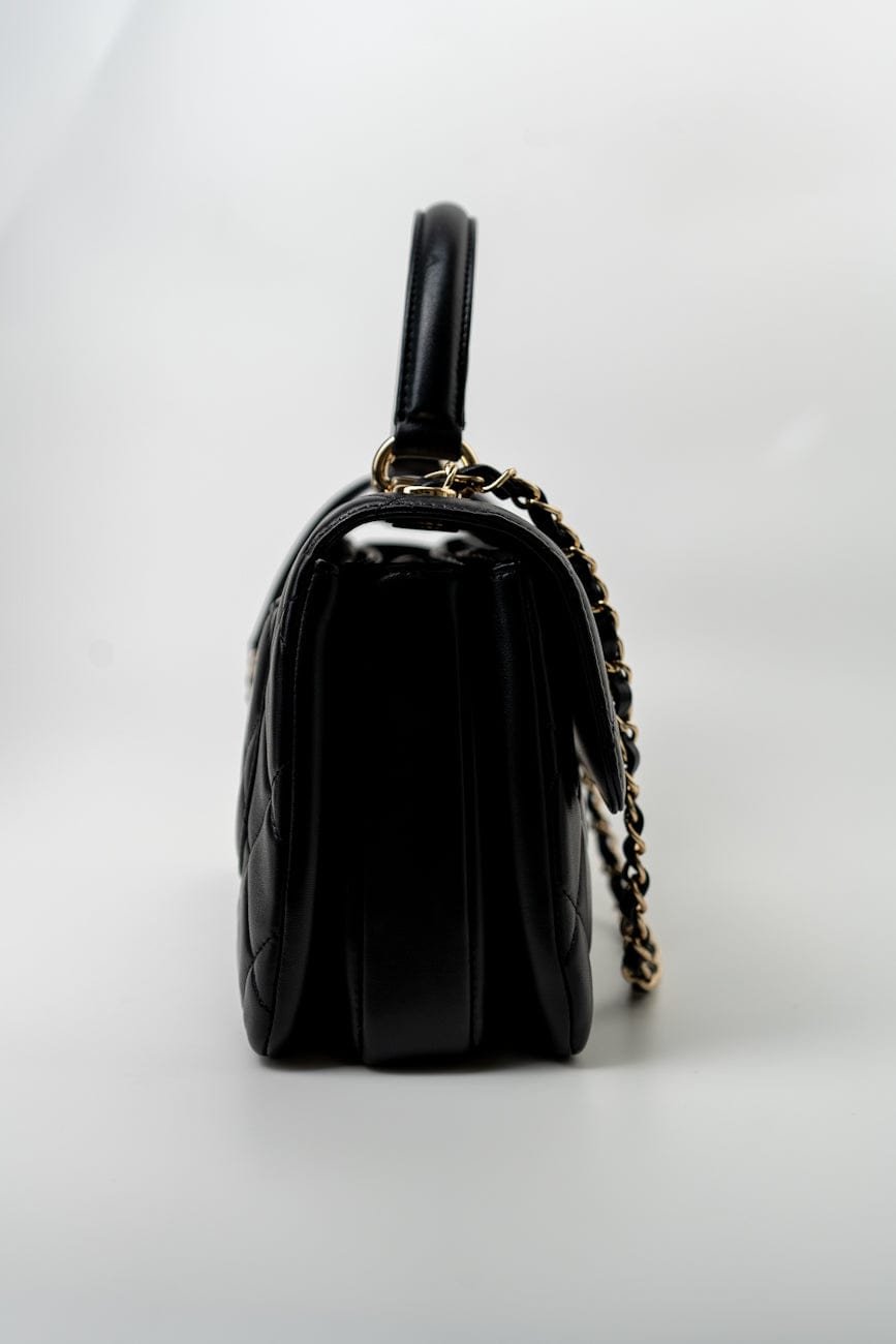 Trendy CC Black Lambskin Black Lambskin Quilted Small Light Gold Hardware