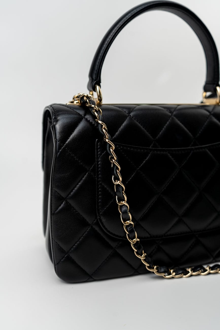 Trendy CC Black Lambskin Black Lambskin Quilted Small Light Gold Hardware