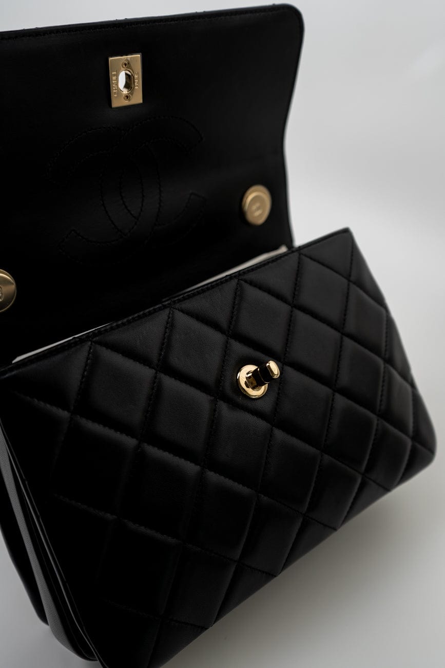 Trendy CC Black Lambskin Black Lambskin Quilted Small Light Gold Hardware