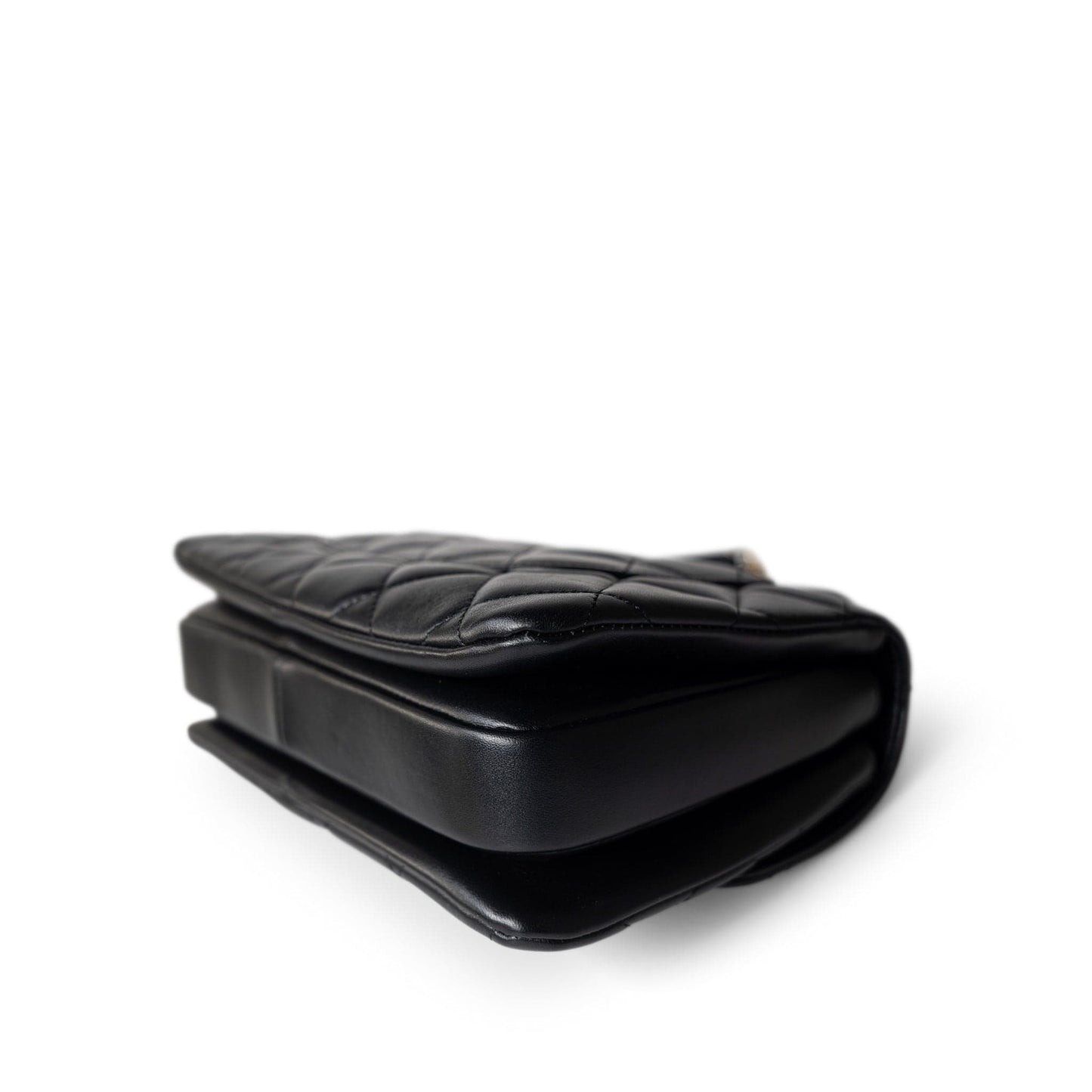 Trendy CC Black Lambskin Quilted Small Light Gold Hardware