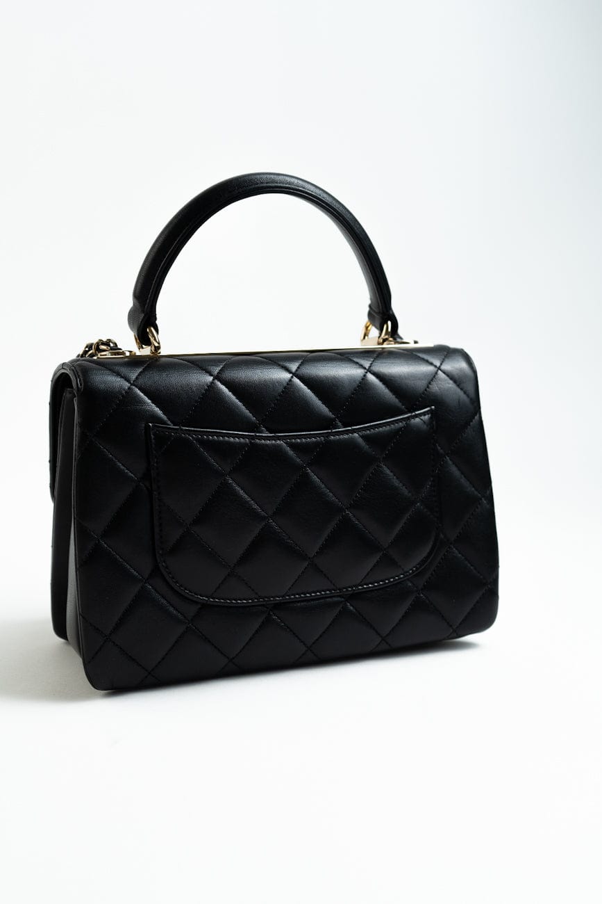 Trendy CC Small Black Lambskin Quilted LGHW