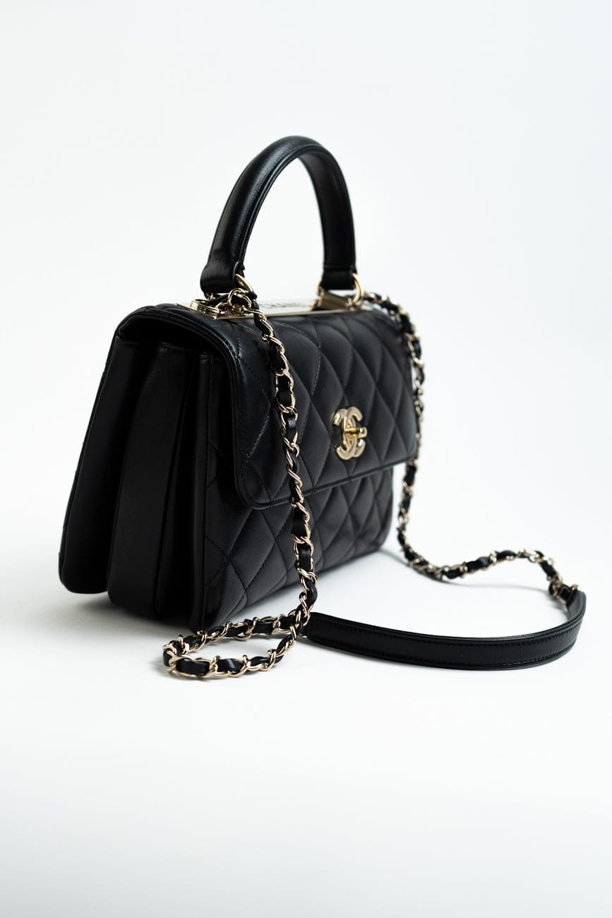 Trendy CC Small Black Lambskin Quilted LGHW