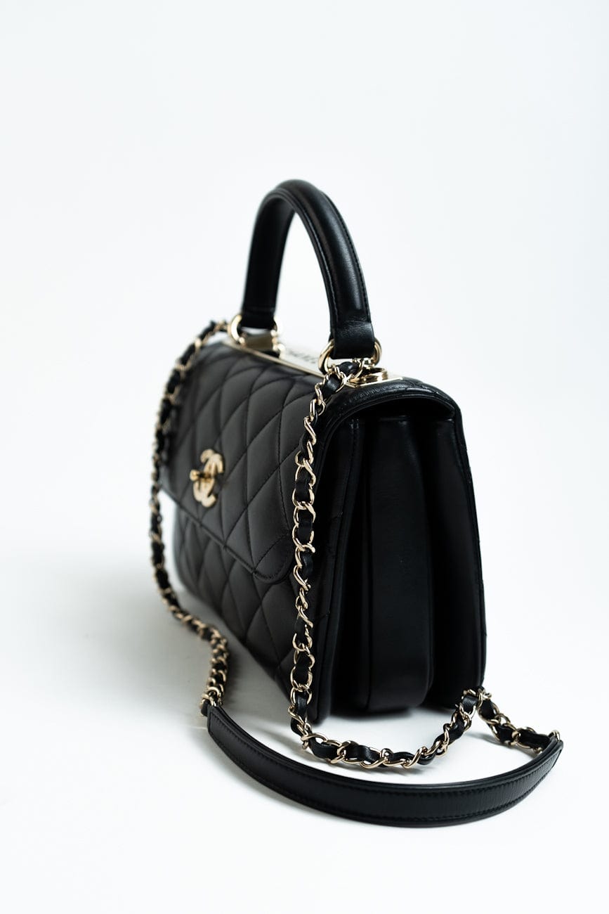 Trendy CC Small Black Lambskin Quilted LGHW