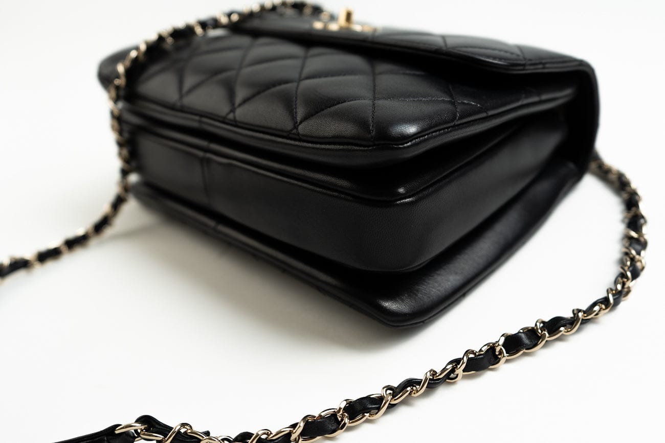 Trendy CC Small Black Lambskin Quilted LGHW