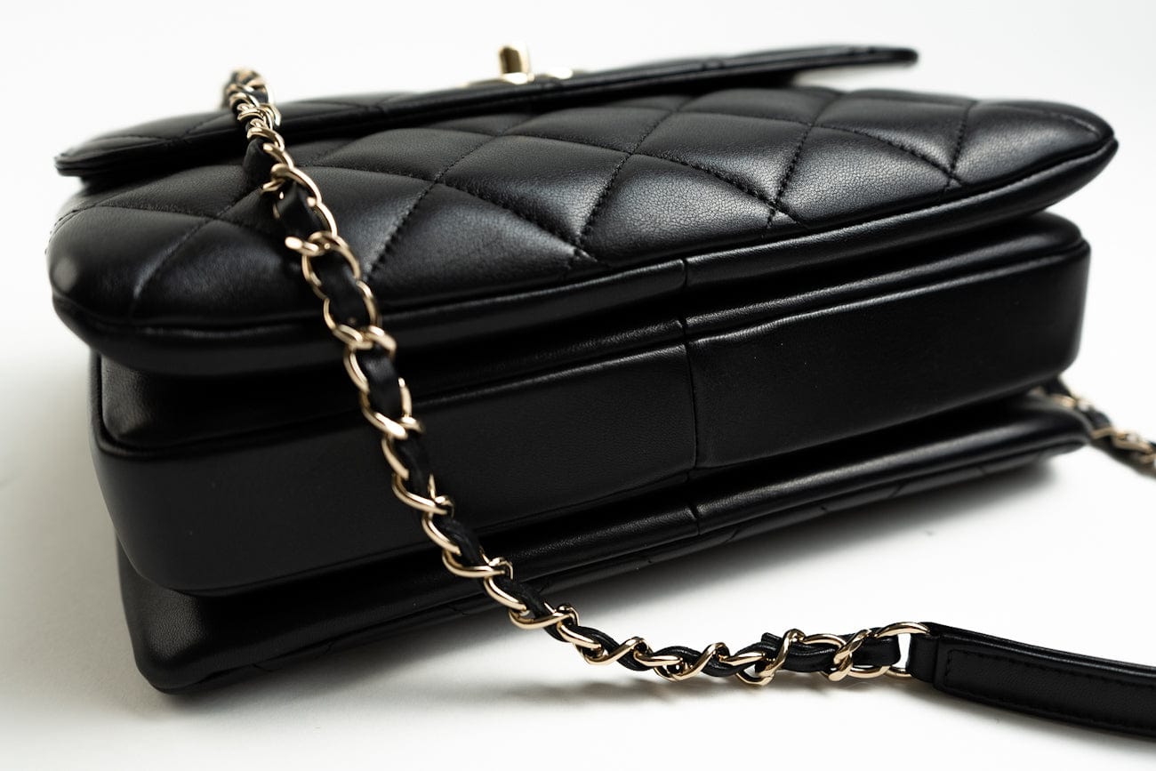 Trendy CC Small Black Lambskin Quilted LGHW