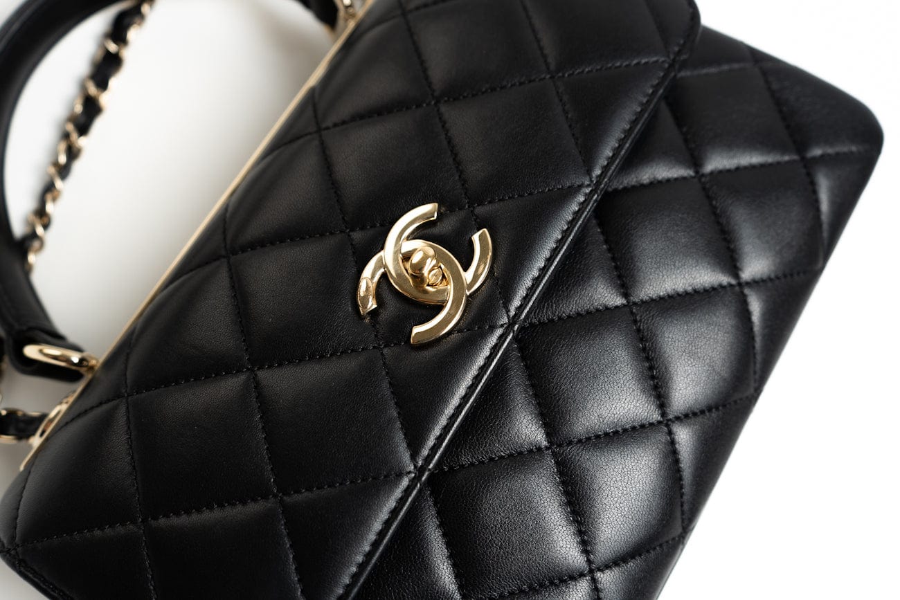 Trendy CC Small Black Lambskin Quilted LGHW