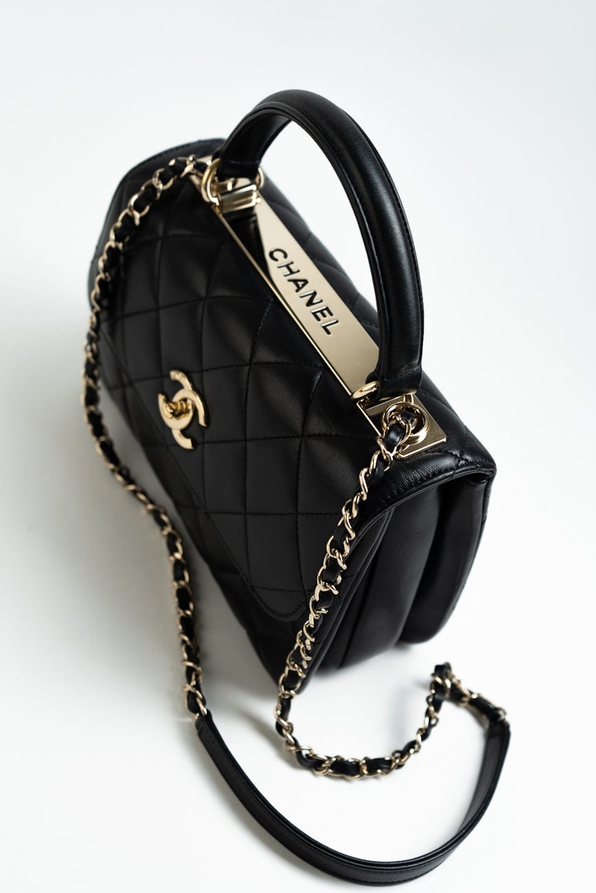 Trendy CC Small Black Lambskin Quilted LGHW