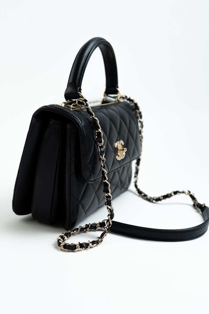 Trendy CC Small Black Lambskin Quilted LGHW