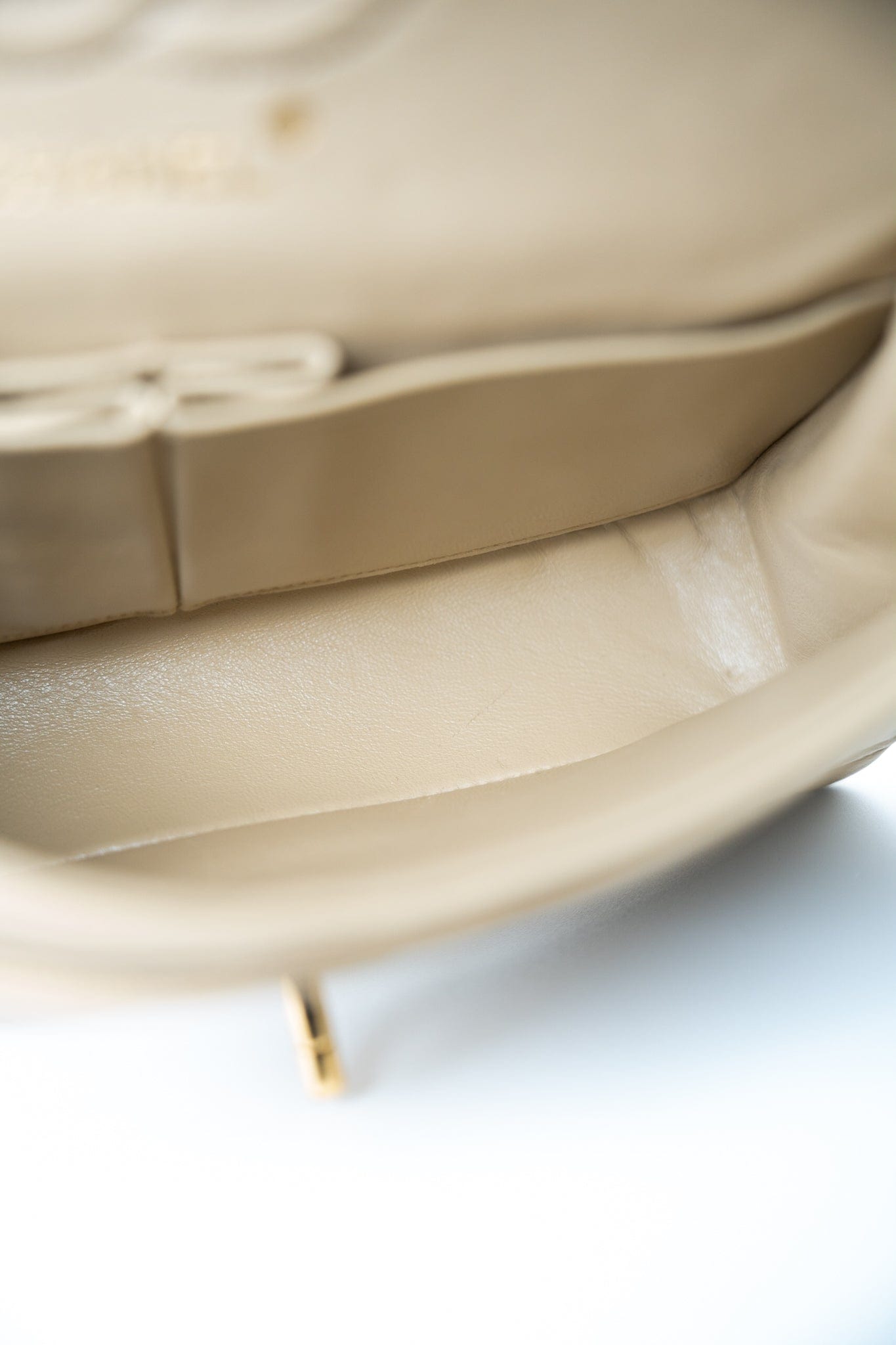 Vintage Beige Lambskin Quilted Classic Flap Small Gold Hardware