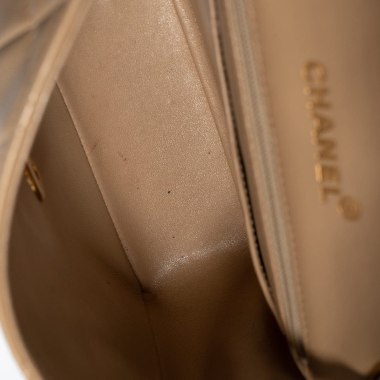 Vintage Beige Mini Square Lambskin Quilted GHW