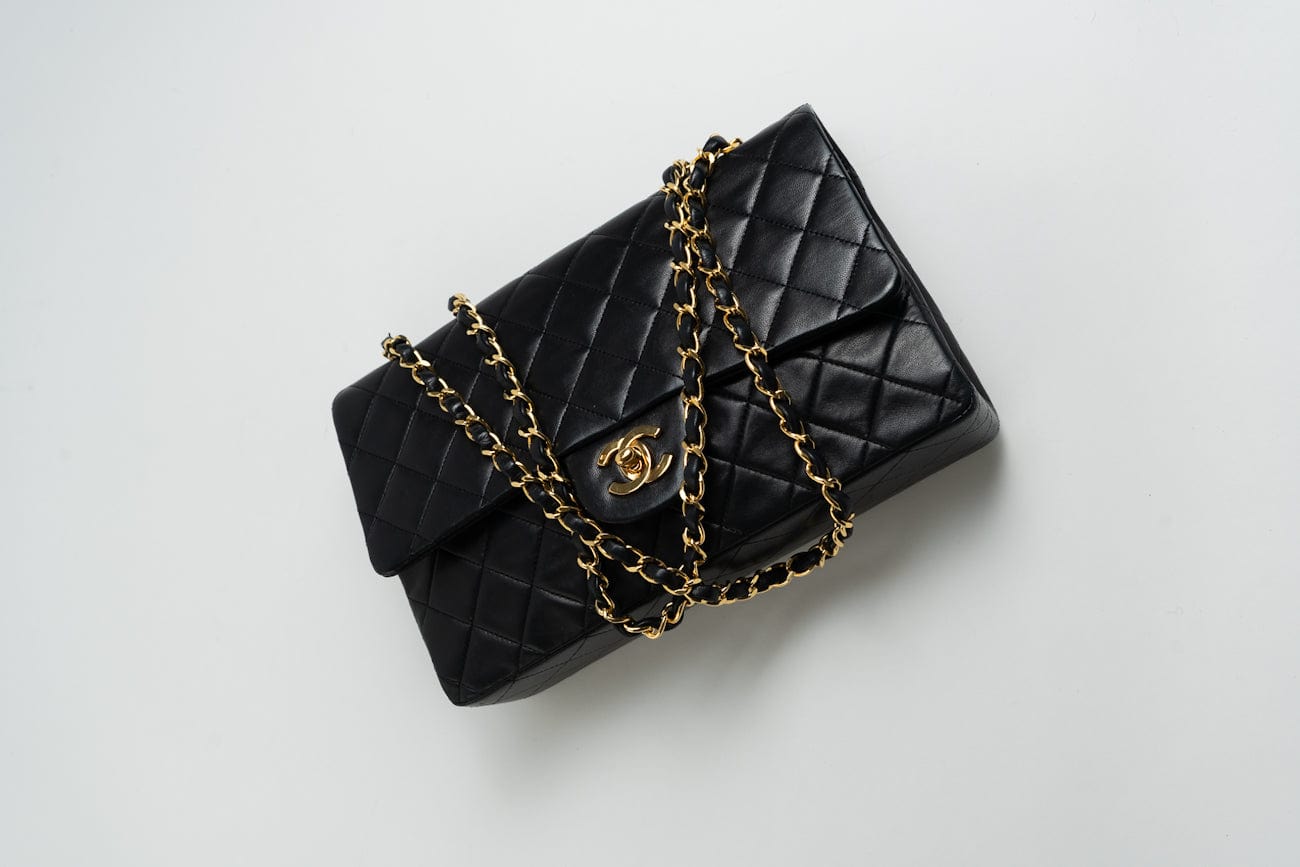 Vintage Black Lambskin Quilted Classic Flap Medium GHW