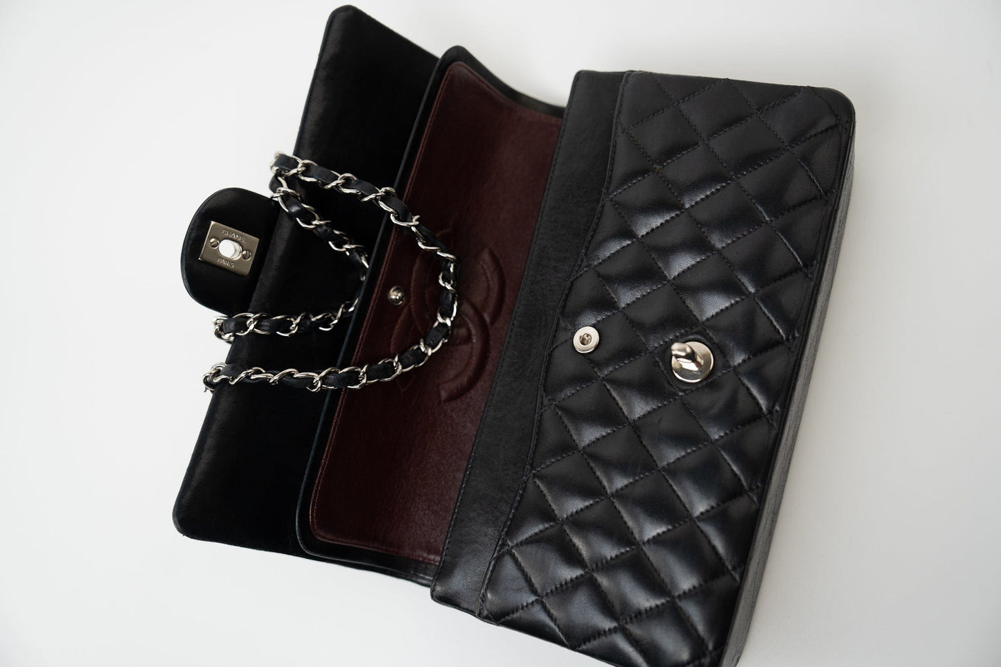 Vintage Black Lambskin Quilted Classic Flap Medium Silver Hardware