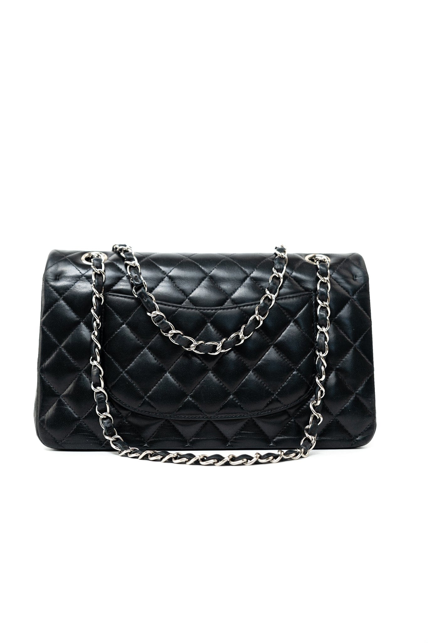 Vintage Black Lambskin Quilted Classic Flap Medium Silver Hardware