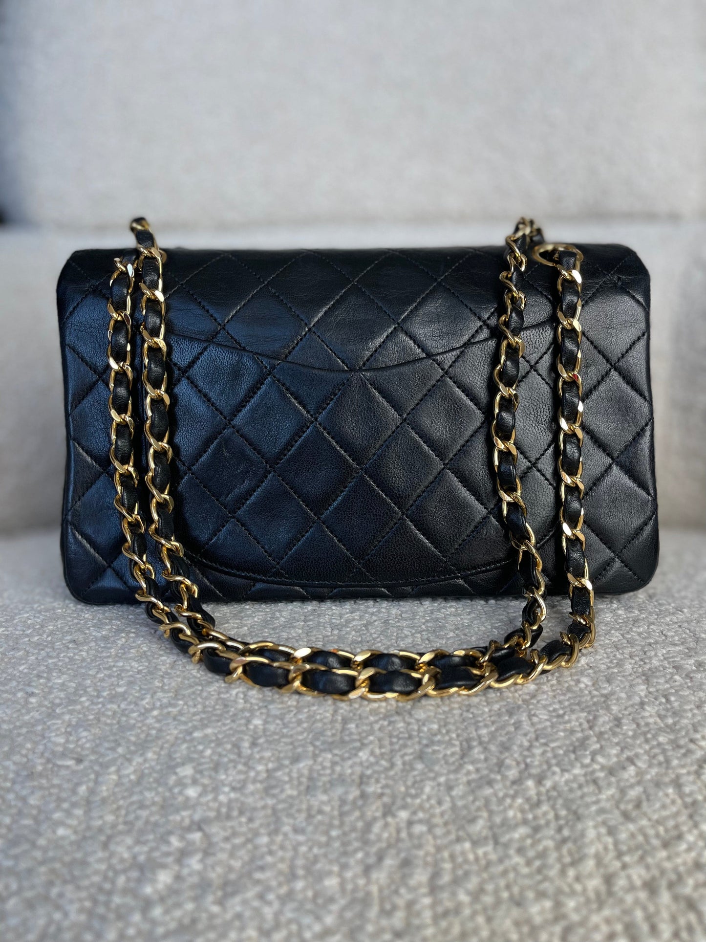 Vintage Black Lambskin Quilted Classic Flap Small GHW