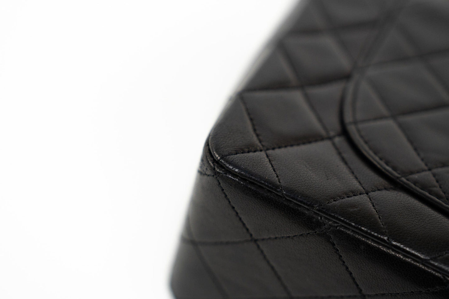 Vintage Black Lambskin Quilted Matelasse Single Flap Bag Gold Hardware