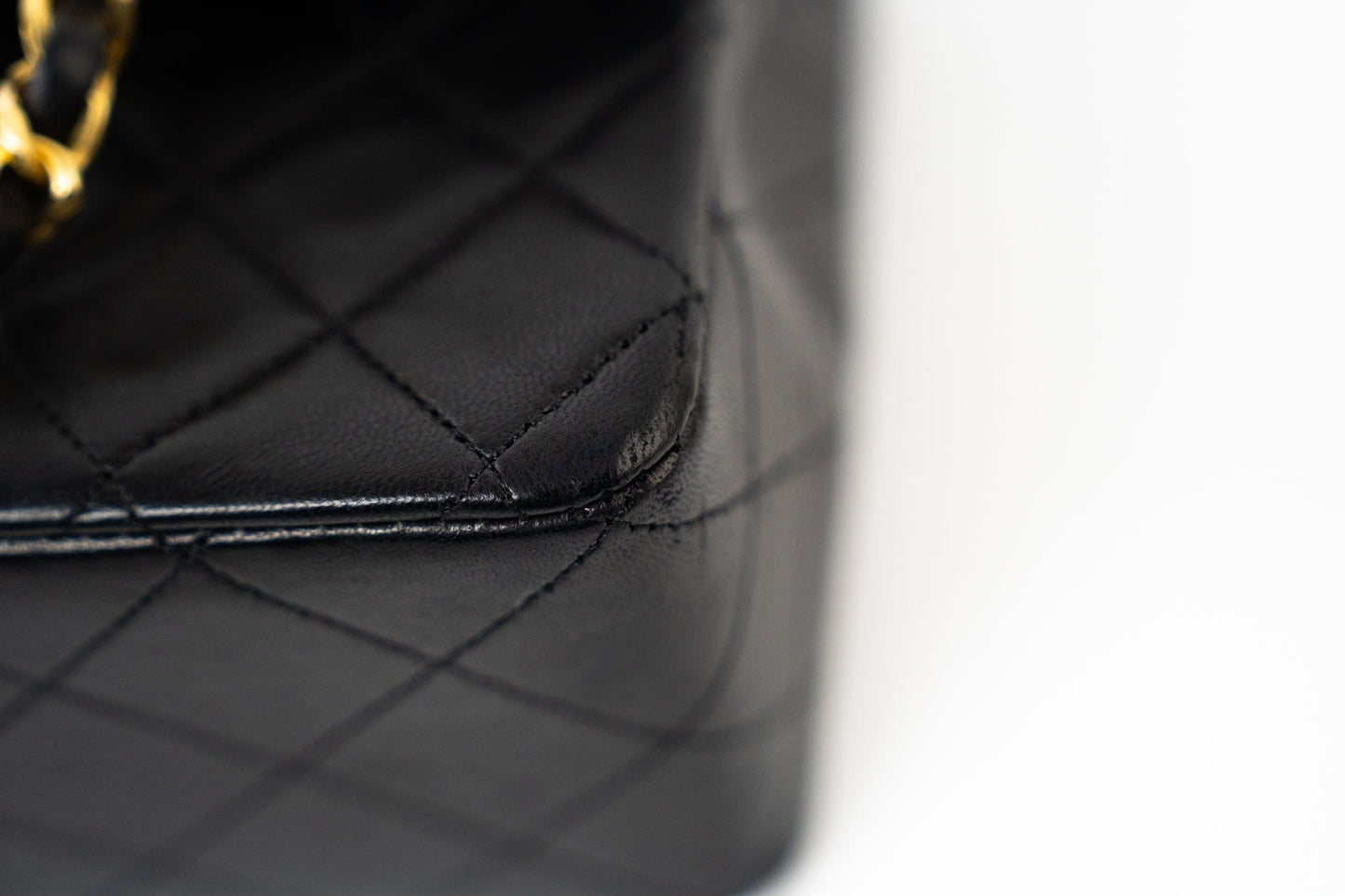 Vintage Black Lambskin Quilted Matelasse Single Flap Bag Gold Hardware