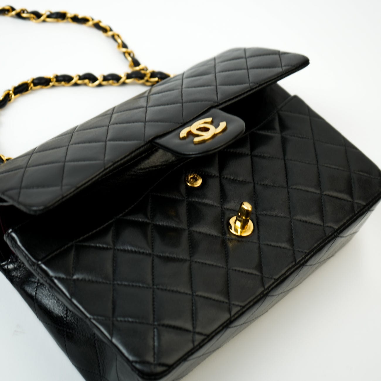 Vintage Black Medium Lambskin Quilted Classic Flap GHW