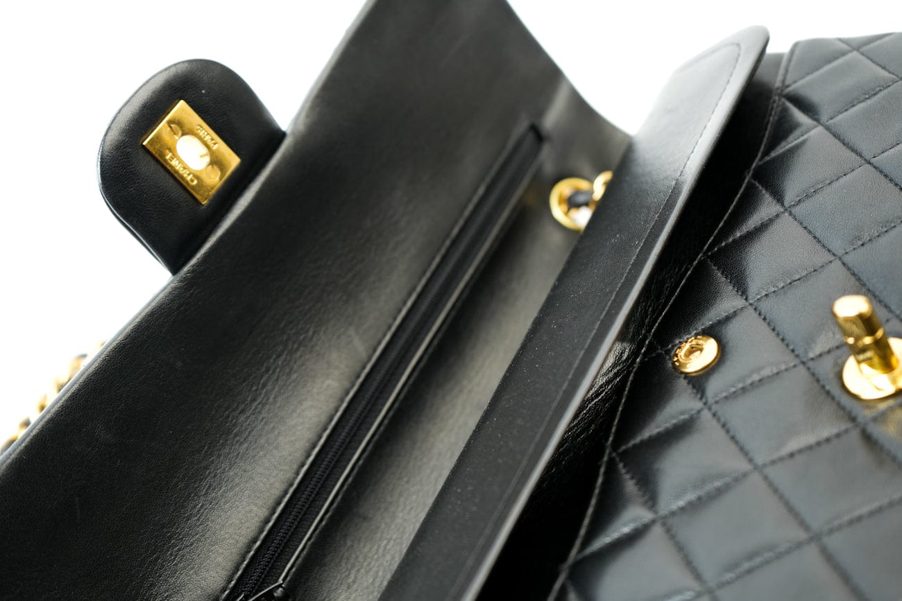 Vintage Black Medium Lambskin Quilted Classic Flap GHW