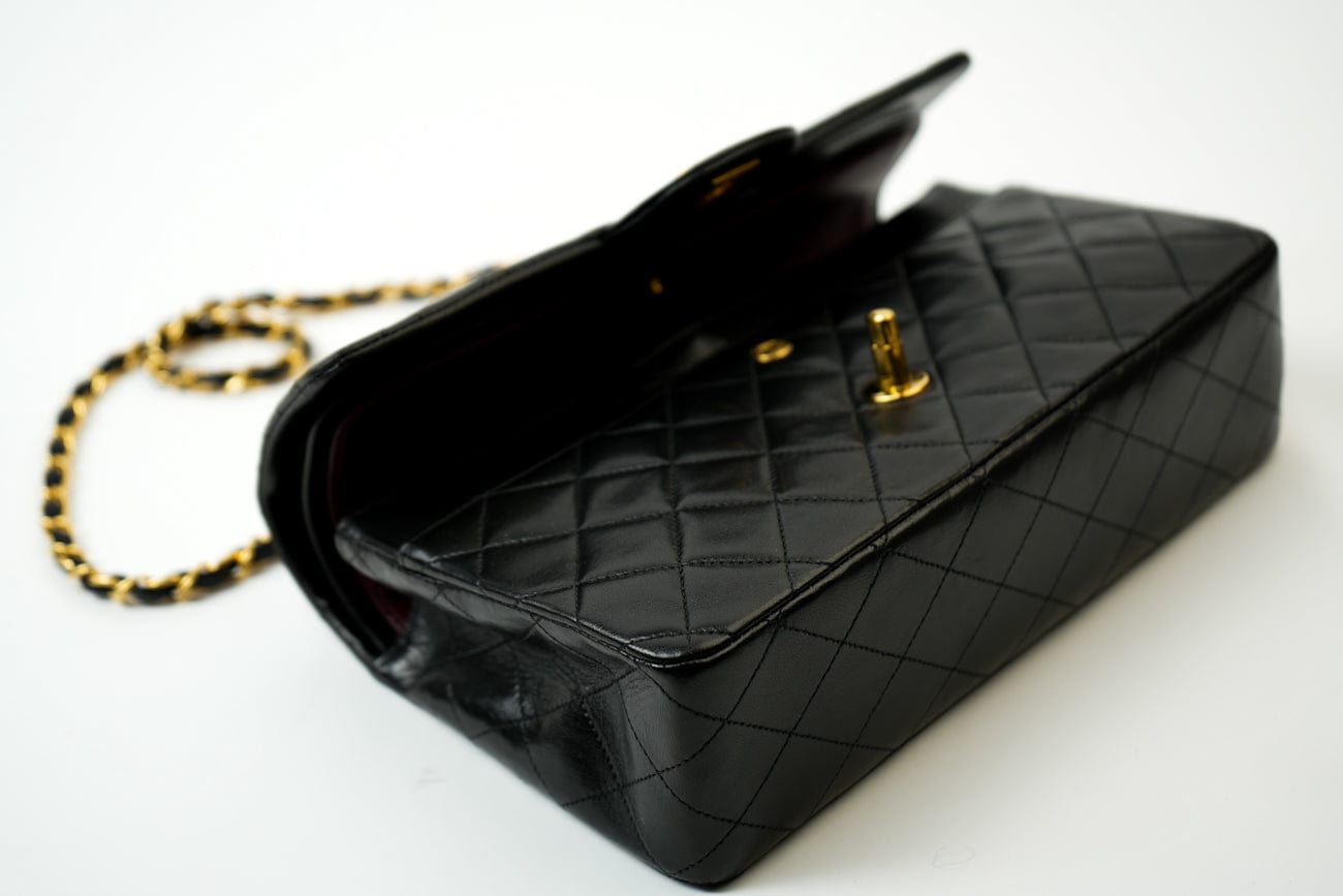 Vintage Black Medium Lambskin Quilted Classic Flap GHW