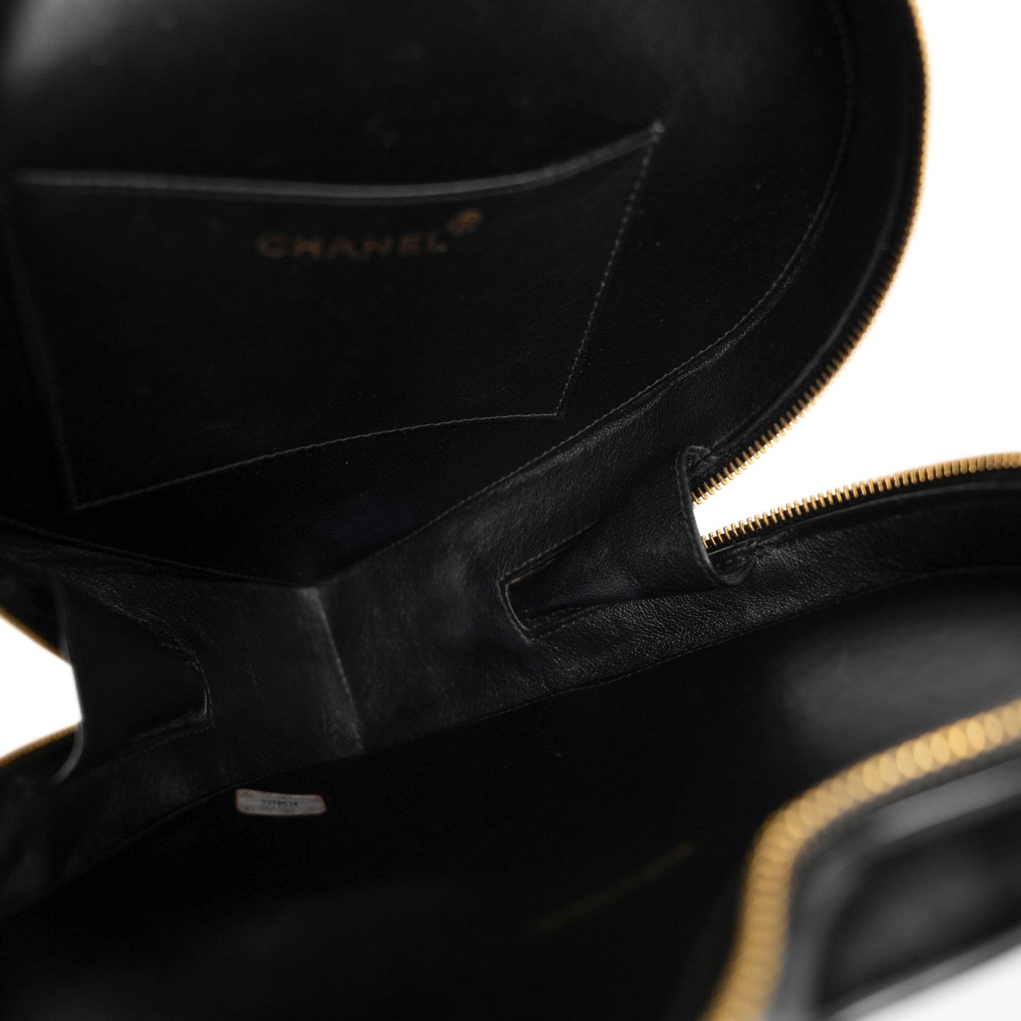 Vintage Black Patent Quilted CC Heart Bag