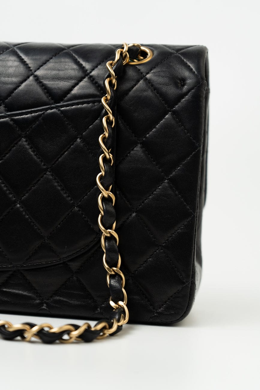 Vintage Black / Turquoise Lambskin Quilted Classic Flap Medium AGHW