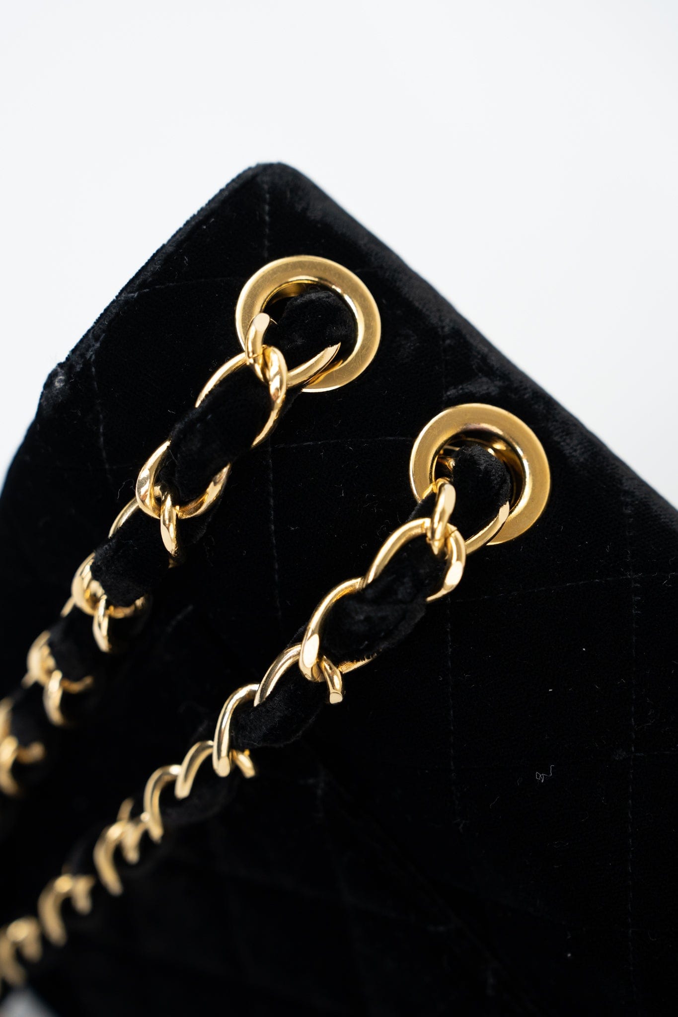 Vintage Black Velvet Matelasse Jumbo Single Flap