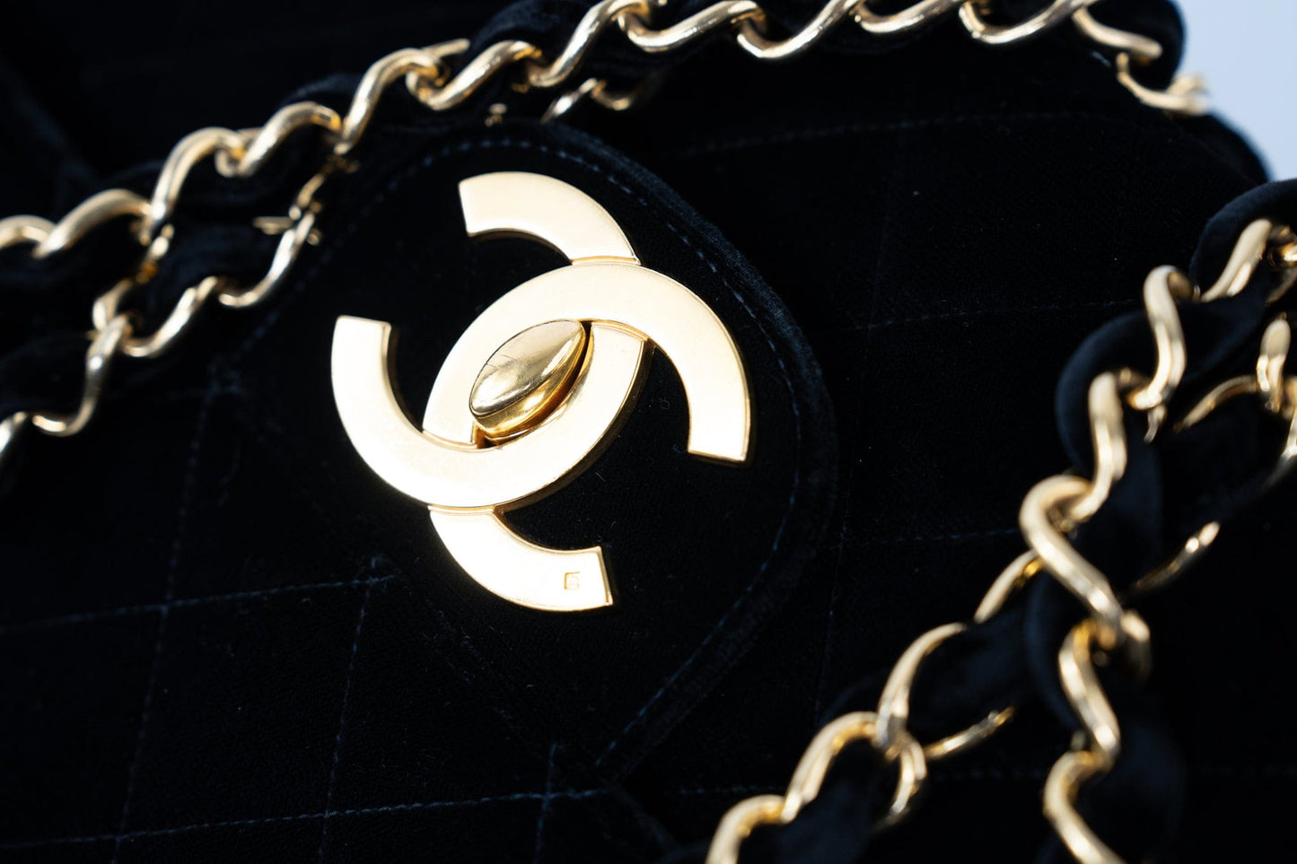 Vintage Black Velvet Matelasse Jumbo Single Flap