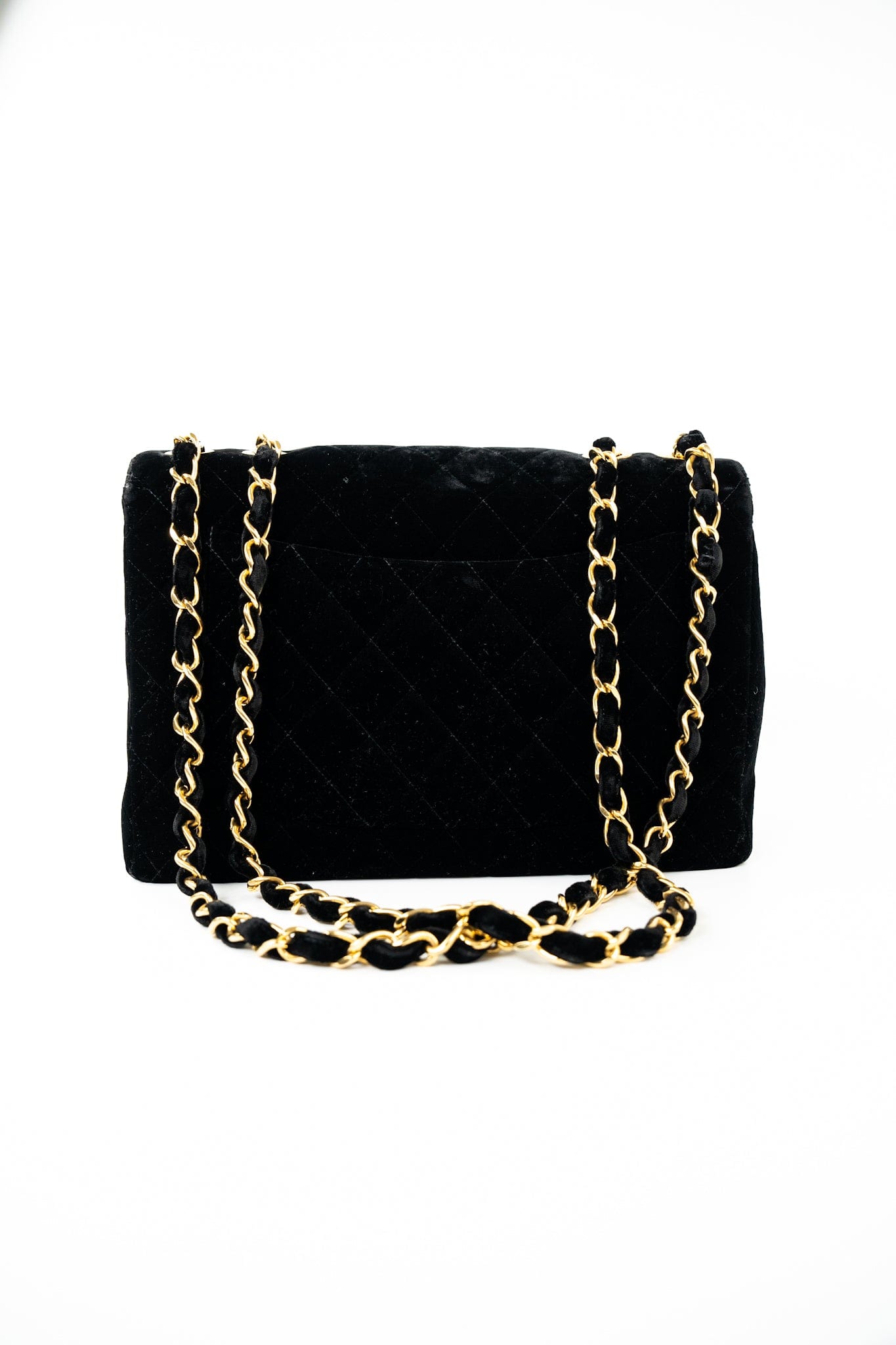 Vintage Black Velvet Matelasse Jumbo Single Flap