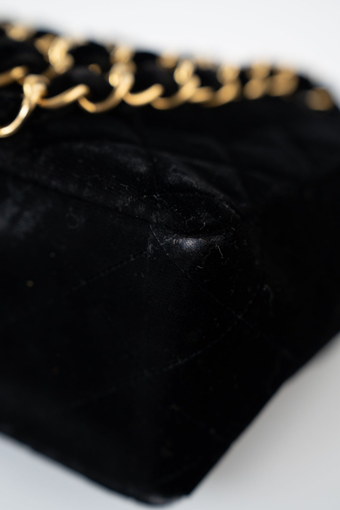 Vintage Black Velvet Matelasse Jumbo Single Flap