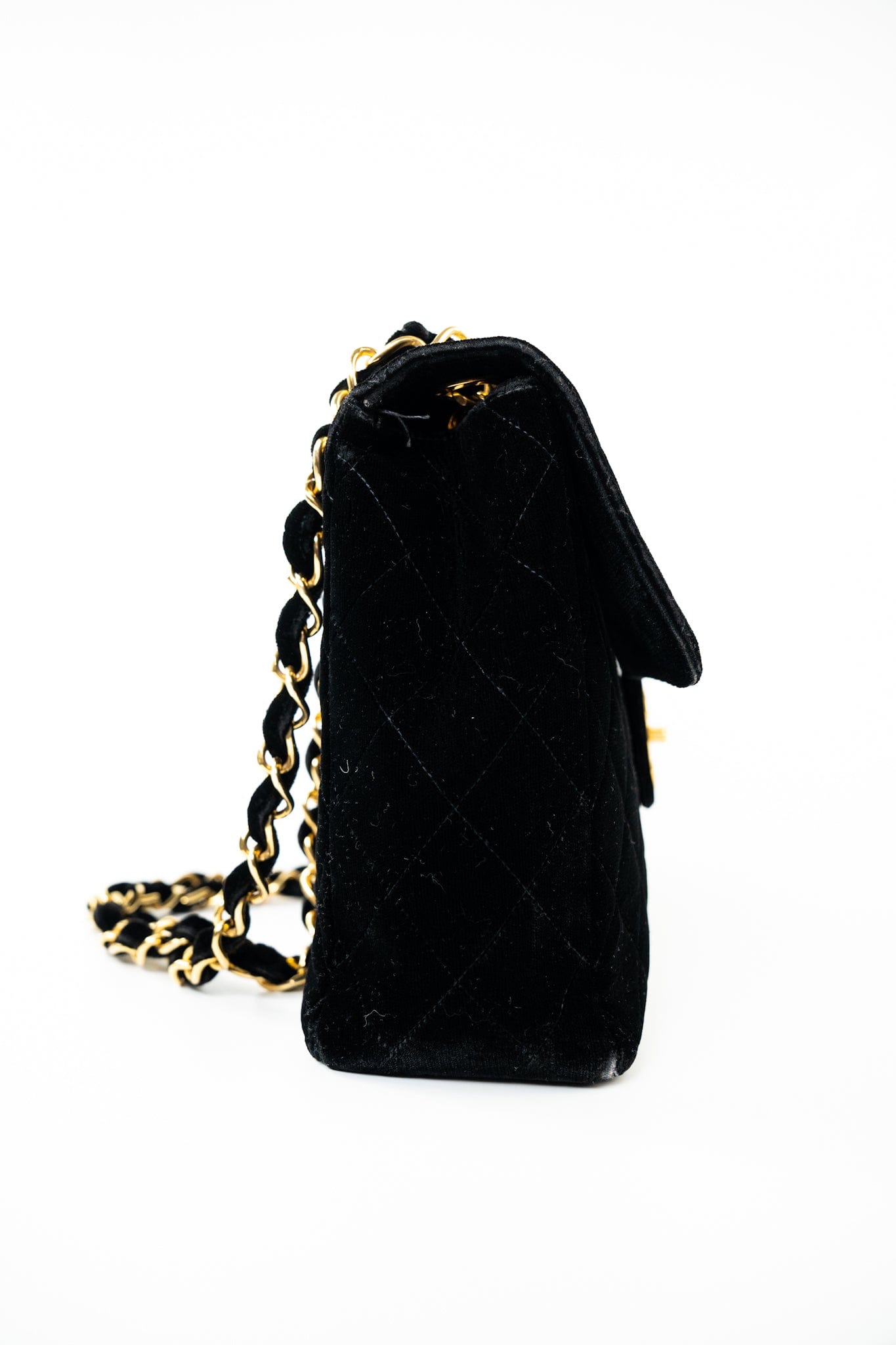 Vintage Black Velvet Matelasse Jumbo Single Flap