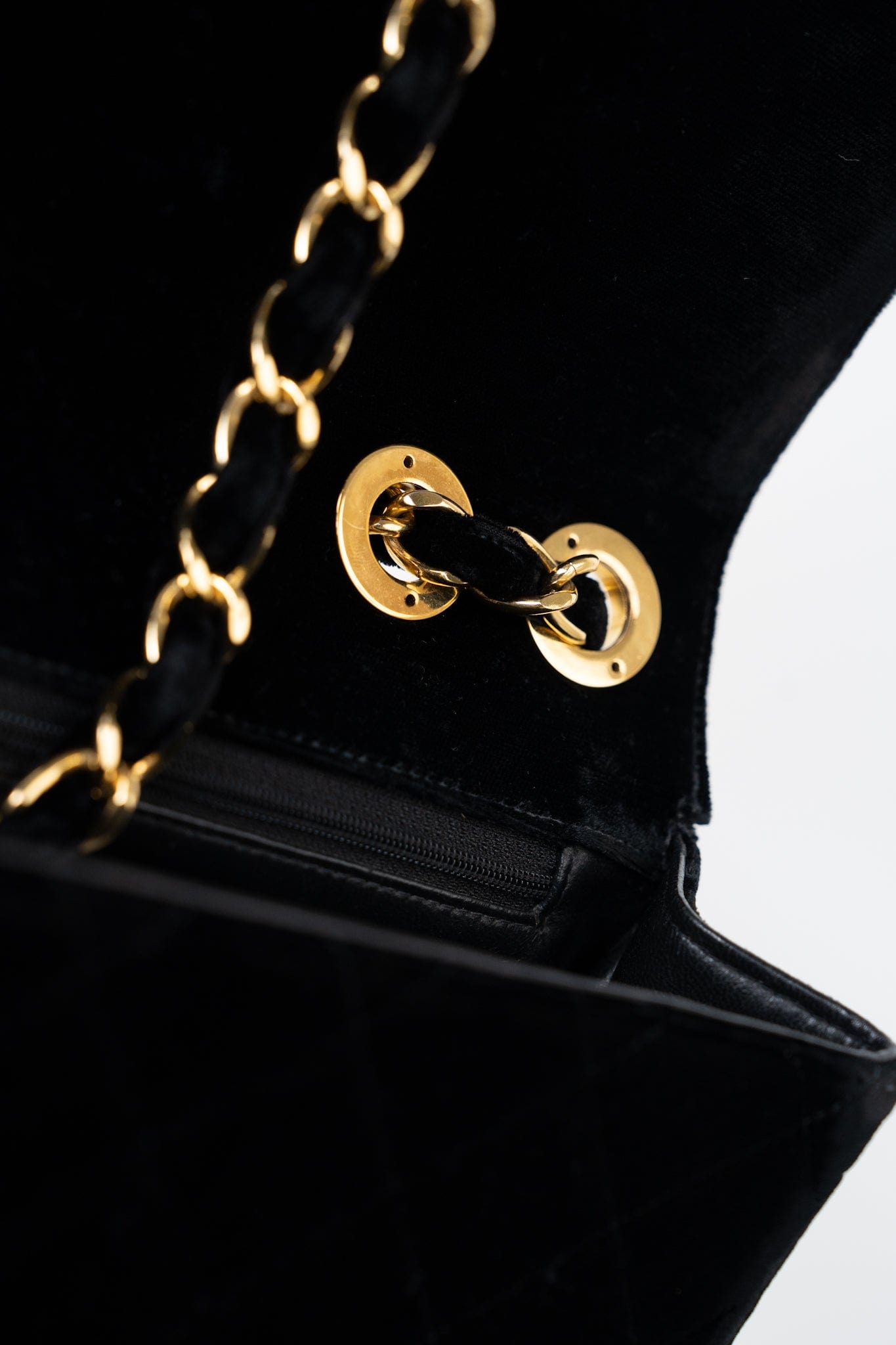 Vintage Black Velvet Matelasse Jumbo Single Flap