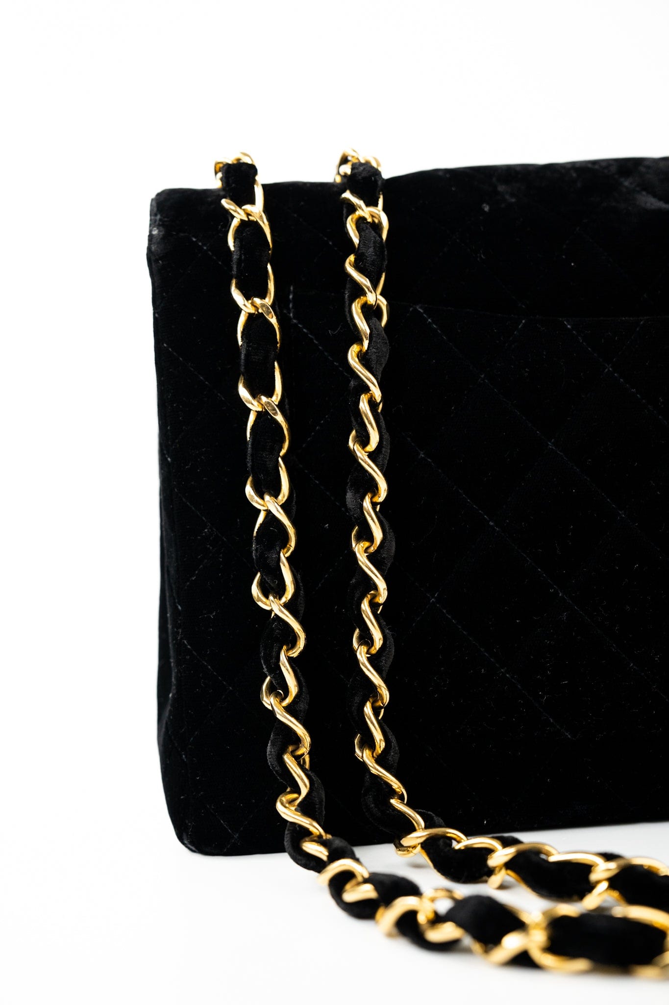 Vintage Black Velvet Matelasse Jumbo Single Flap