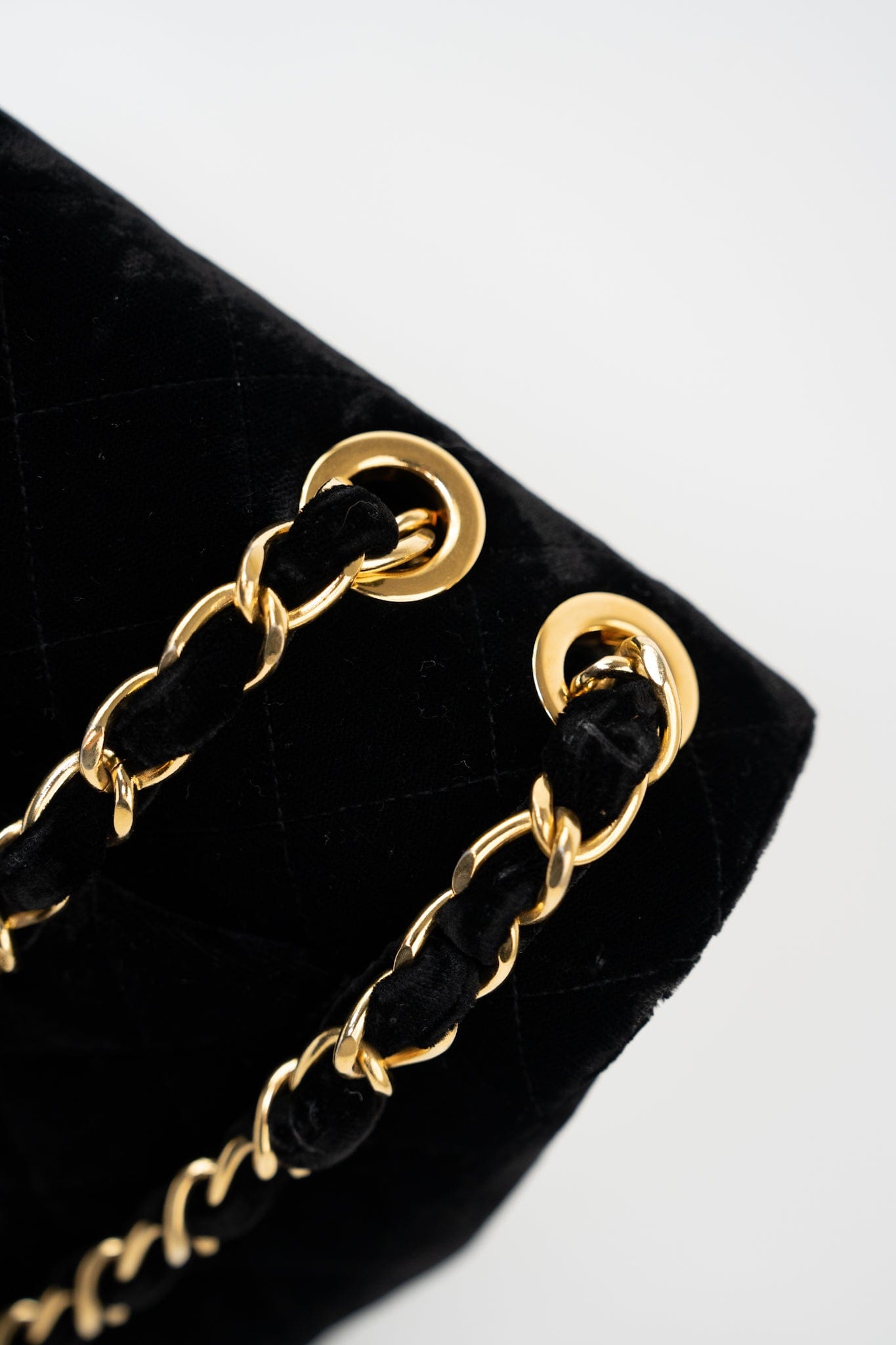 Vintage Black Velvet Matelasse Jumbo Single Flap