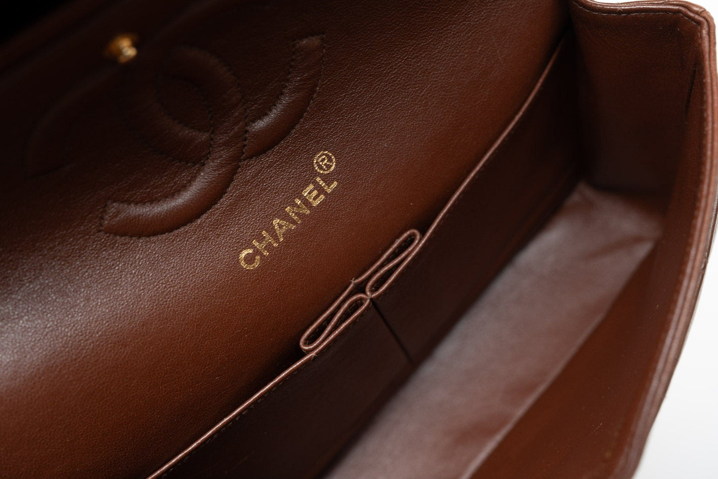 Vintage Brown Classic Flap Bag Gold Hardware