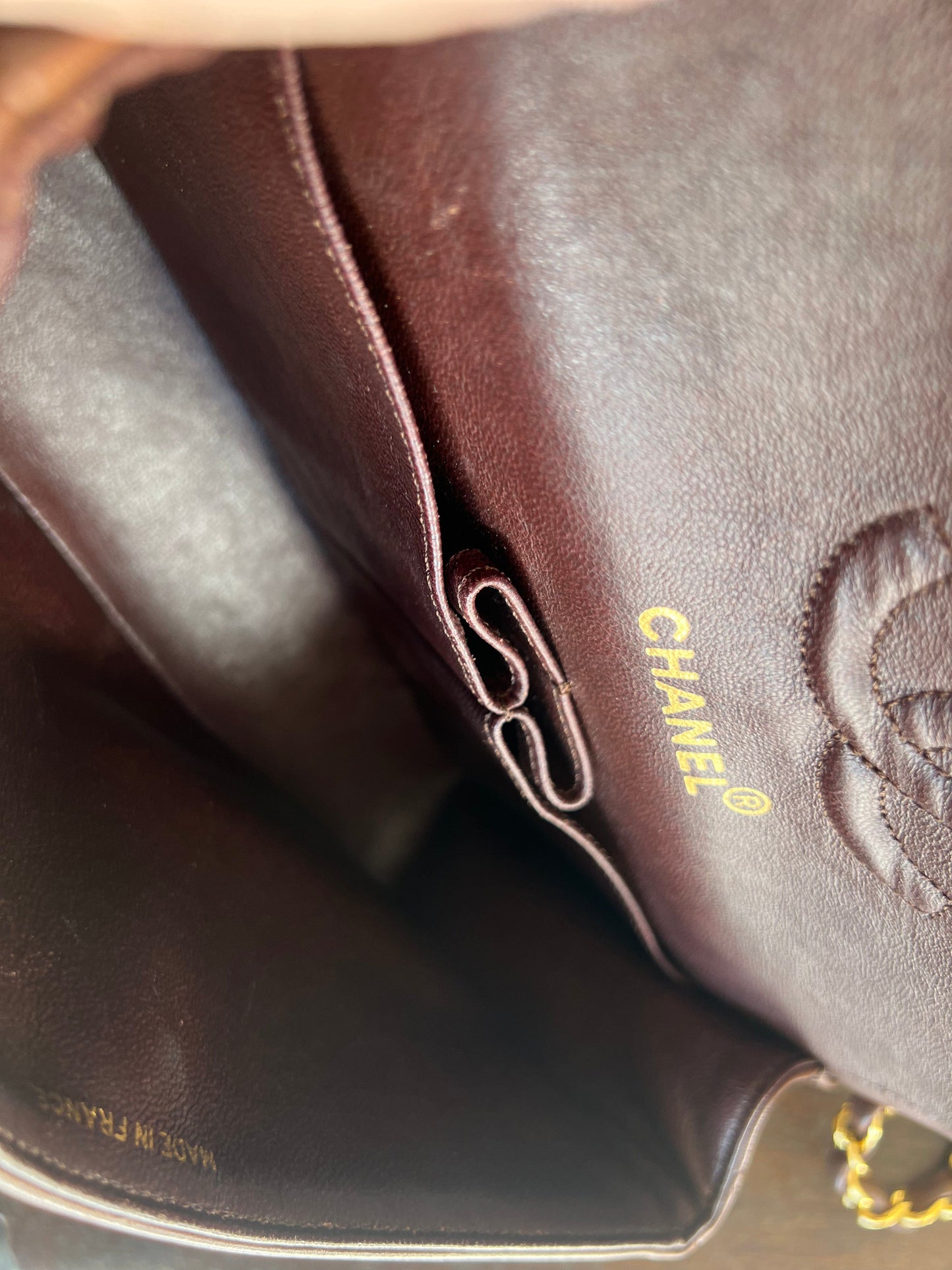 Vintage Brown Lambskin Quilted Classic Flap Small Gold Hardware