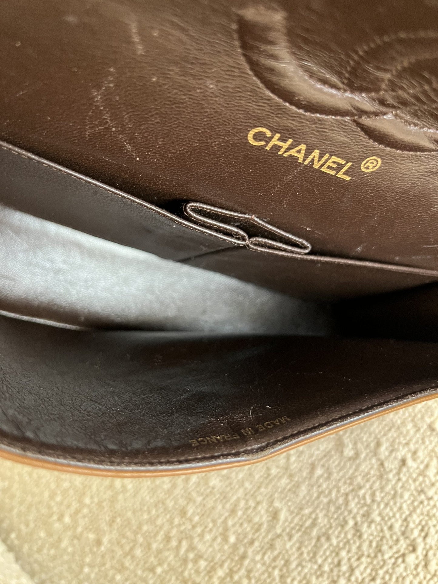 Vintage Caramel Lambskin  Quilted Classic Flap Medium GHW