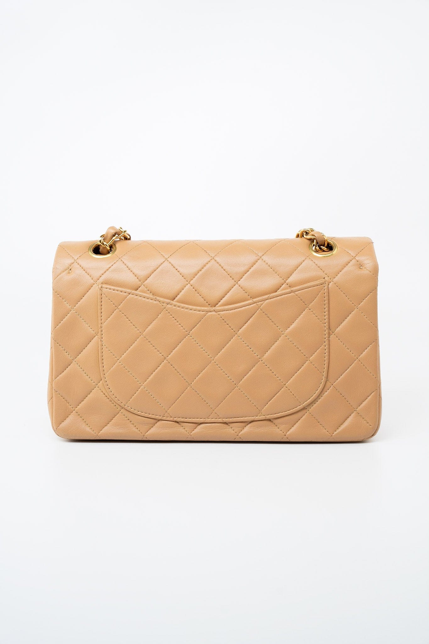 Vintage Caramel Lambskin Quilted Classic Flap Small Gold Hardware
