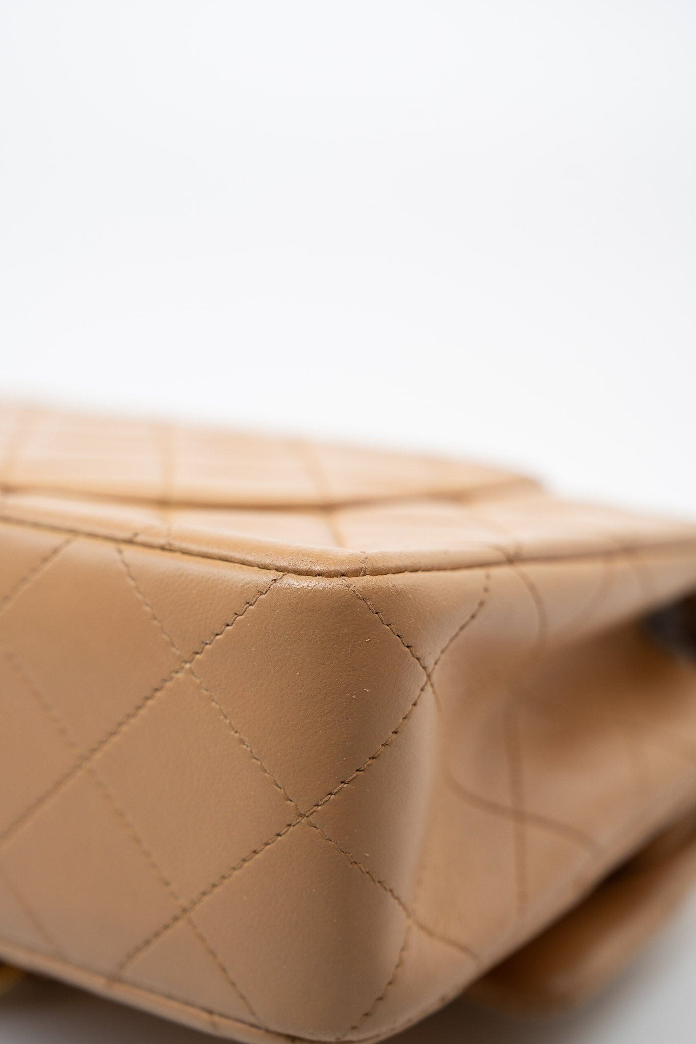 Vintage Caramel Lambskin Quilted Classic Flap Small Gold Hardware