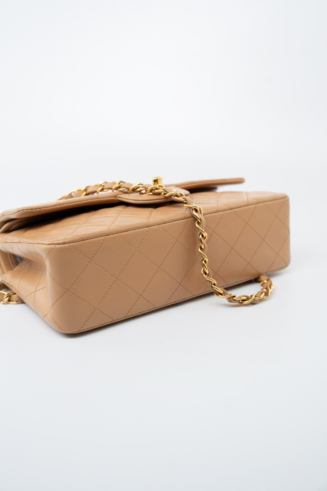 Vintage Caramel Lambskin Quilted Classic Flap Small Gold Hardware