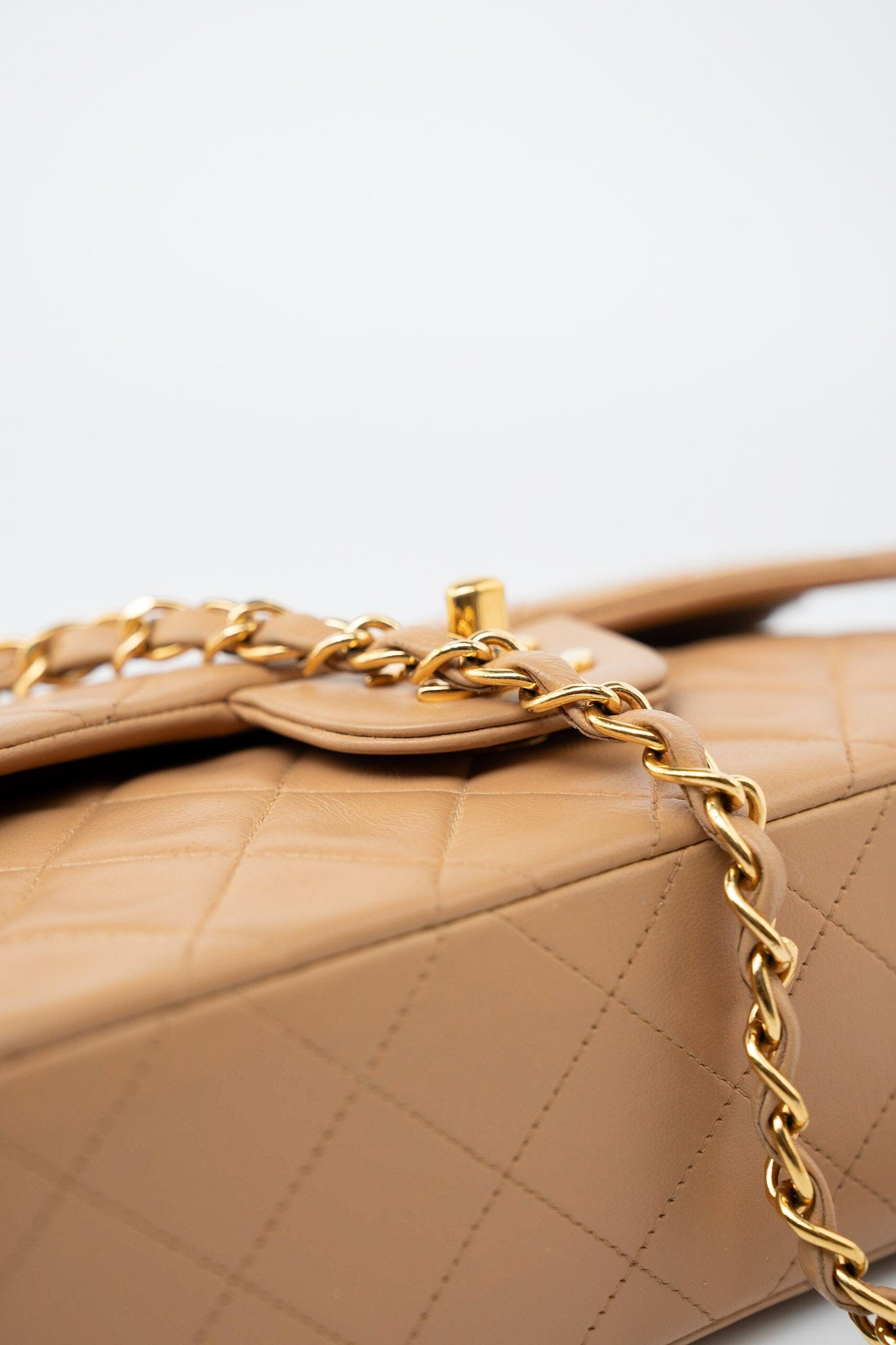 Vintage Caramel Lambskin Quilted Classic Flap Small Gold Hardware