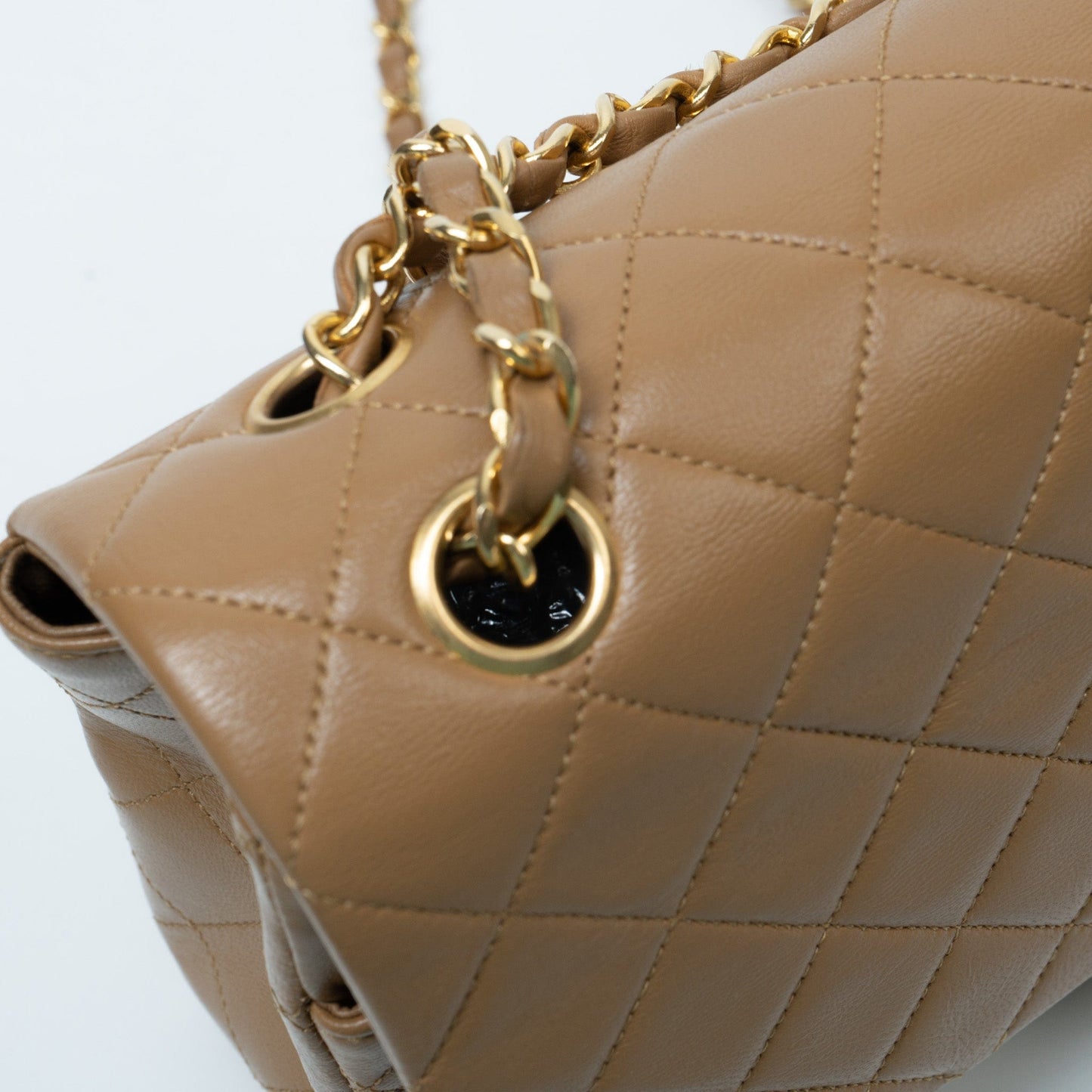 Vintage Caramel Lambskin Quilted Single Flap Medium with Gold Hardware