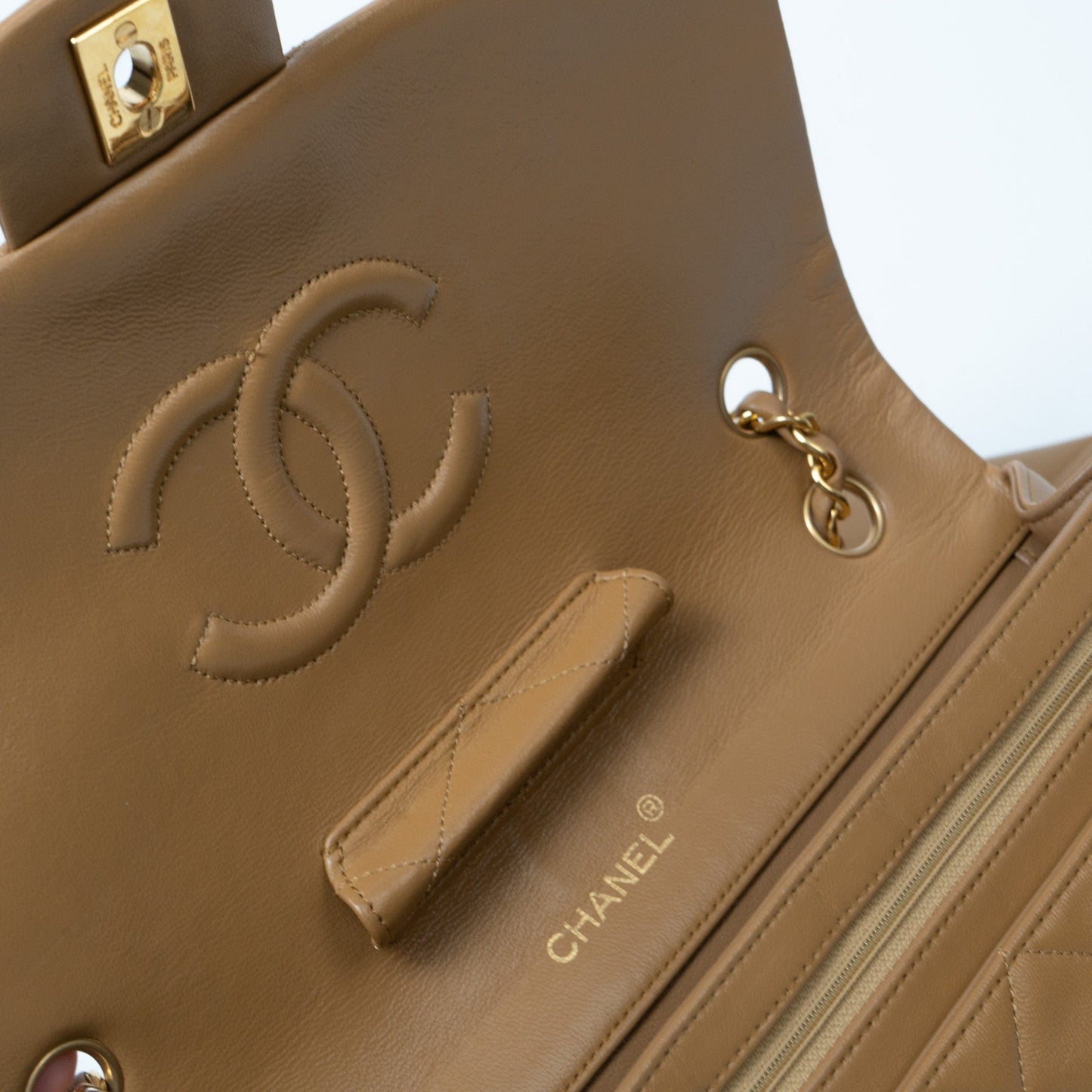 Vintage Caramel Lambskin Quilted Single Flap Medium with Gold Hardware